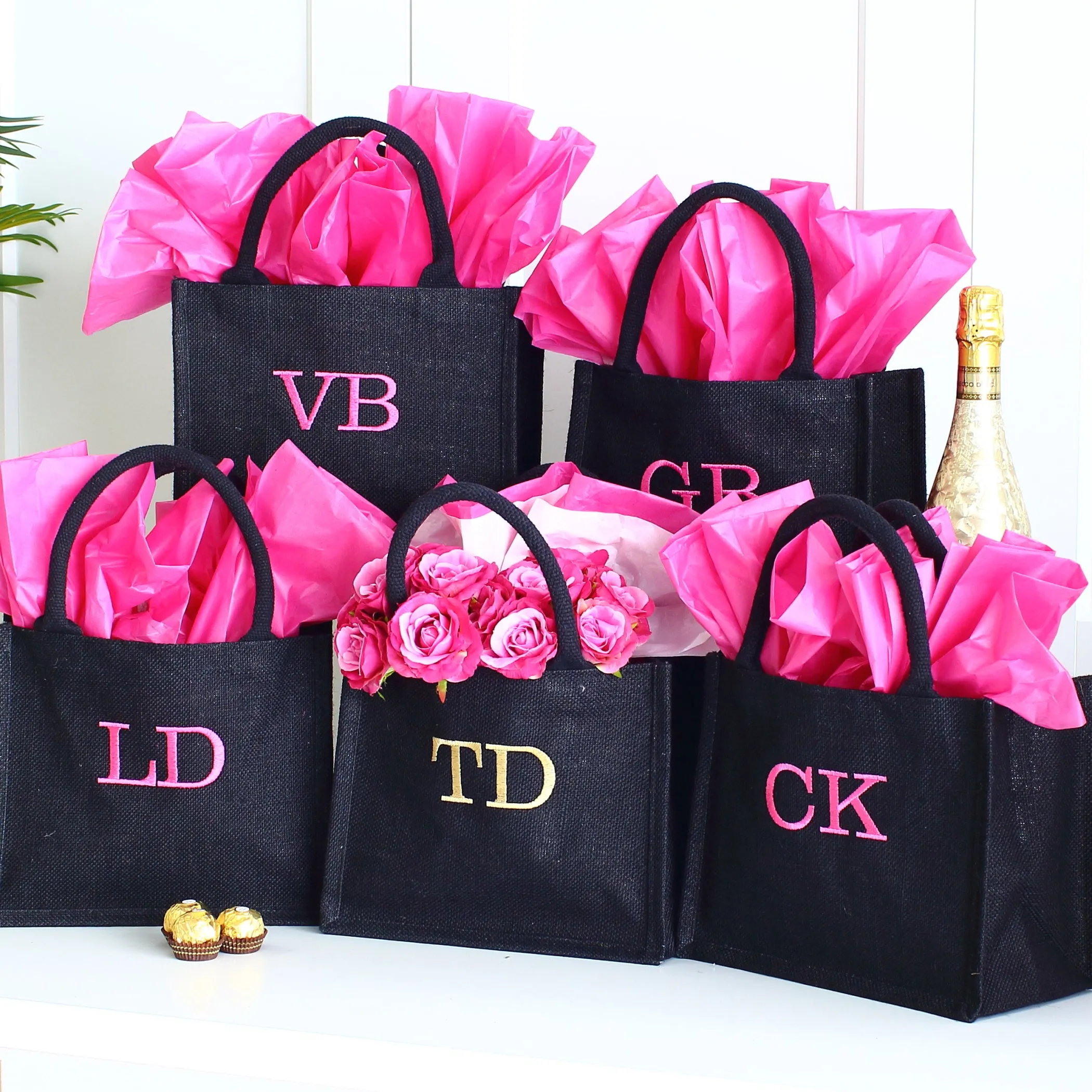 Embroidered Initials Gift Bags