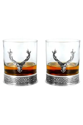 English Pewter 11oz Regal Stag Tumbler - Set of 2