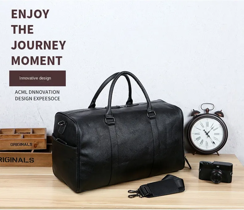 European and American men's leather travel bag retro handbag large capacity Single Shoulder Messenger belt shoe seat fitness lug