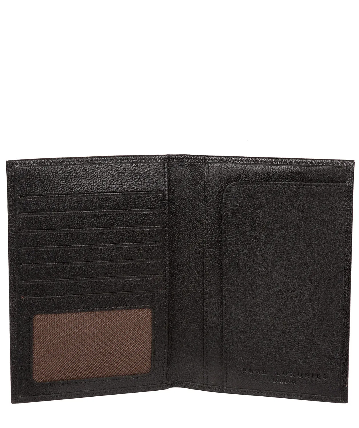 'Explore' Black Leather Passport Case