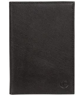 'Explore' Black Leather Passport Case