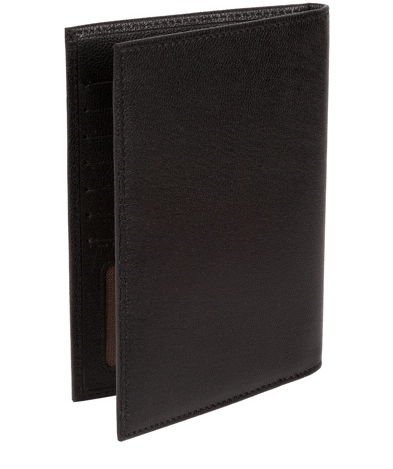 'Explore' Black Leather Passport Case