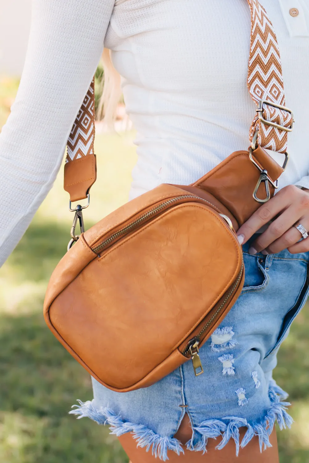 Faux Leather crossbody chest bag, boho bag