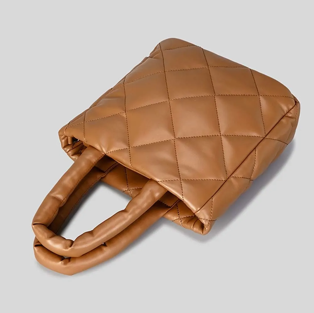 Faux -Leather Quilted Tote Bag