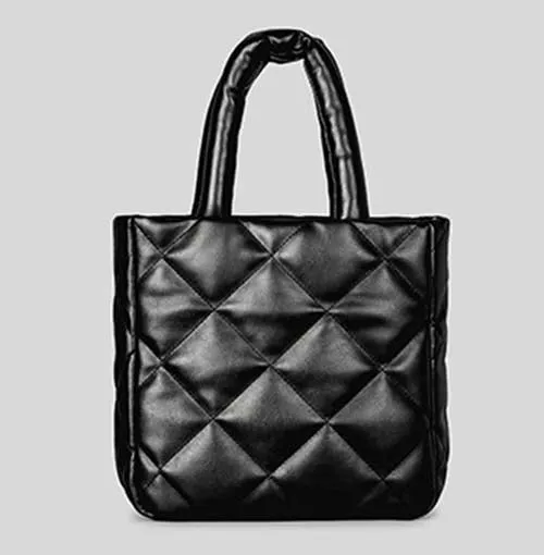 Faux -Leather Quilted Tote Bag