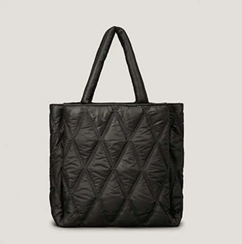 Faux -Leather Quilted Tote Bag