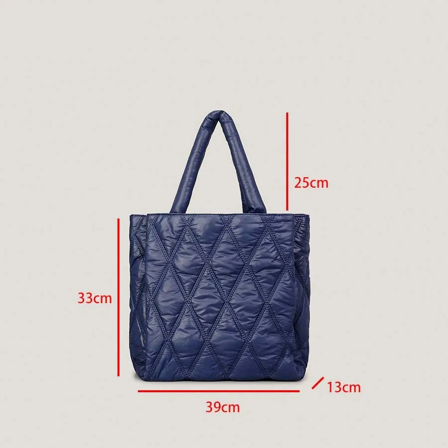 Faux -Leather Quilted Tote Bag