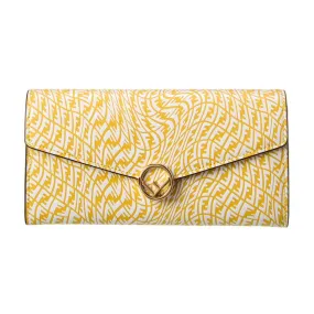 Fendi F is Fendi Yellow Leather Vertigo Print Long Wallet