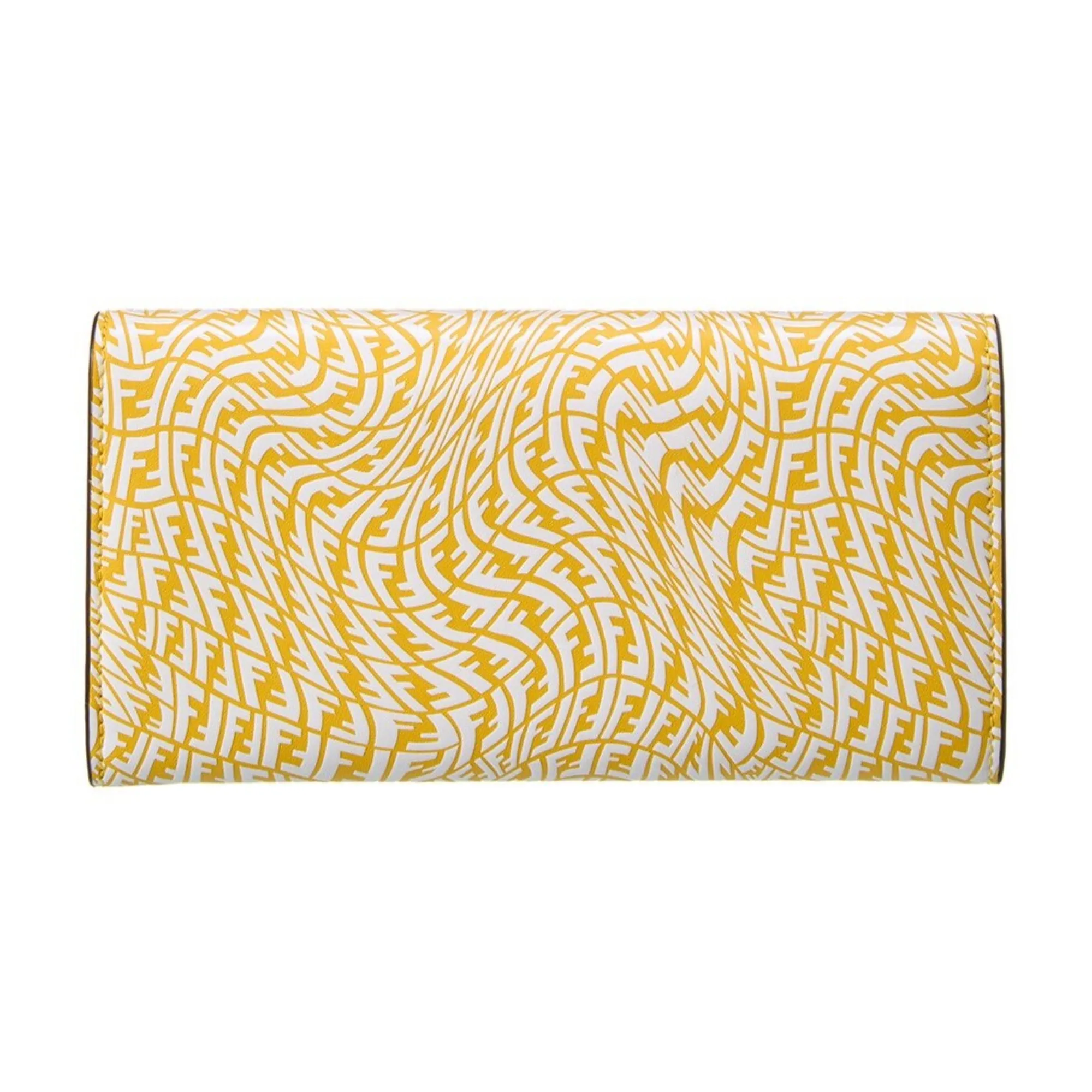 Fendi F is Fendi Yellow Leather Vertigo Print Long Wallet