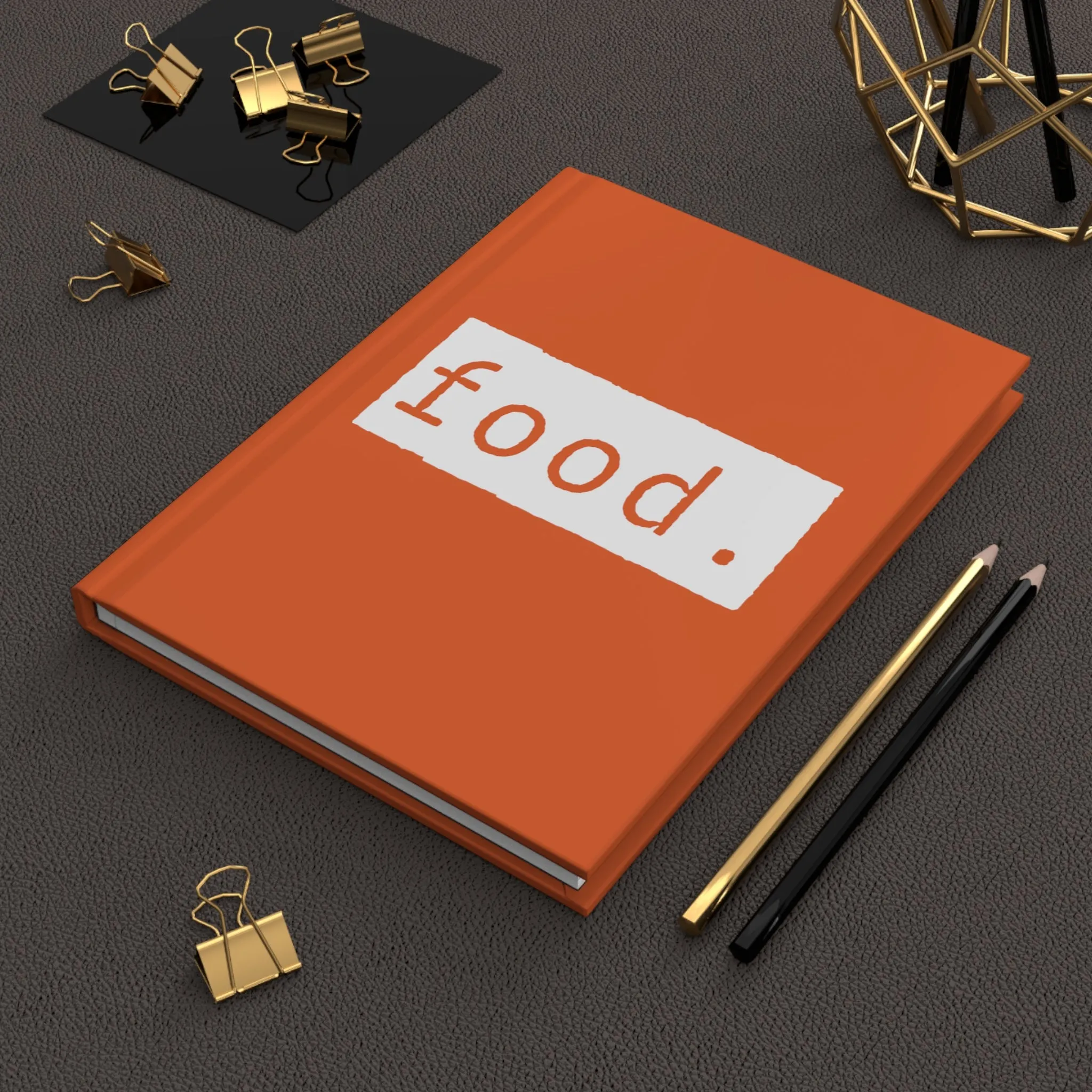 Food Orange Matte Hardcover Journal | Blank Book for Recipes and Meal Tracking | Lined Notebook Diary Log