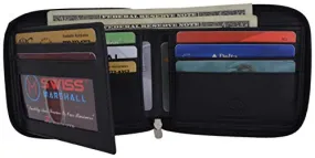 Genuine Cowhide Leather Mens Zipper Zip-Around Bifold Popular Card Holder Wallet !