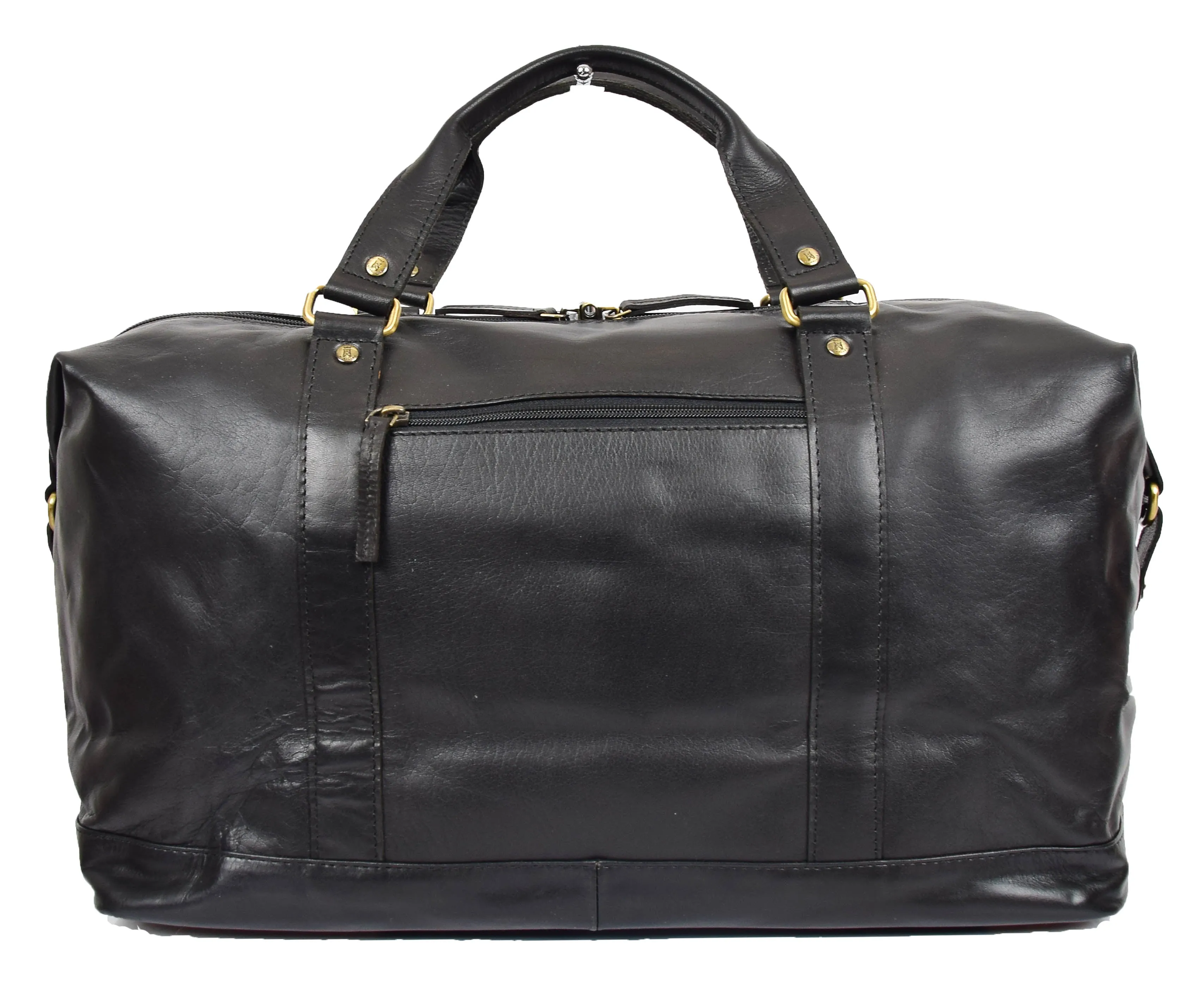 Genuine Leather Holdall Travel Duffle Weekend Cabin Size Bag York Black