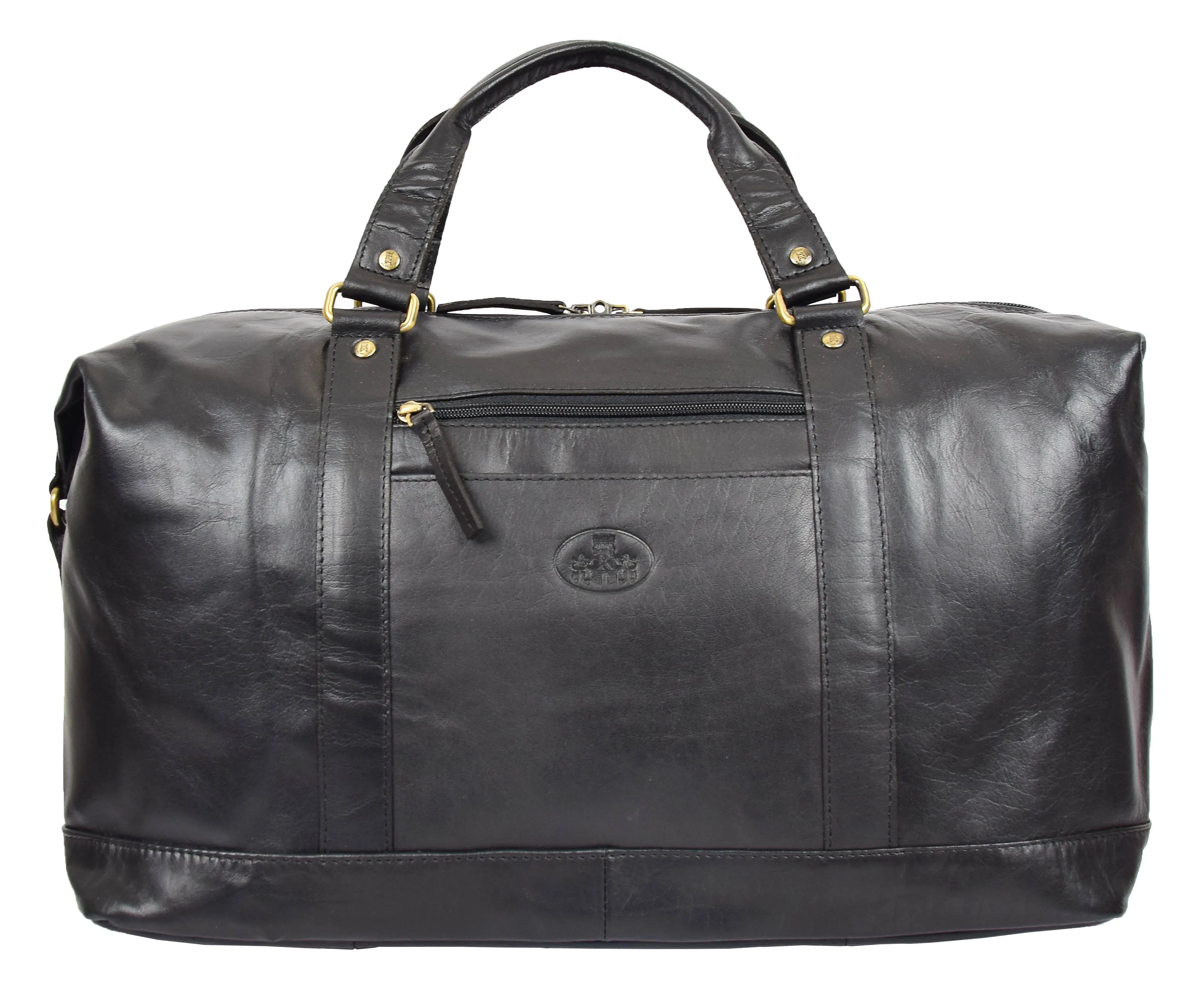 Genuine Leather Holdall Travel Duffle Weekend Cabin Size Bag York Black