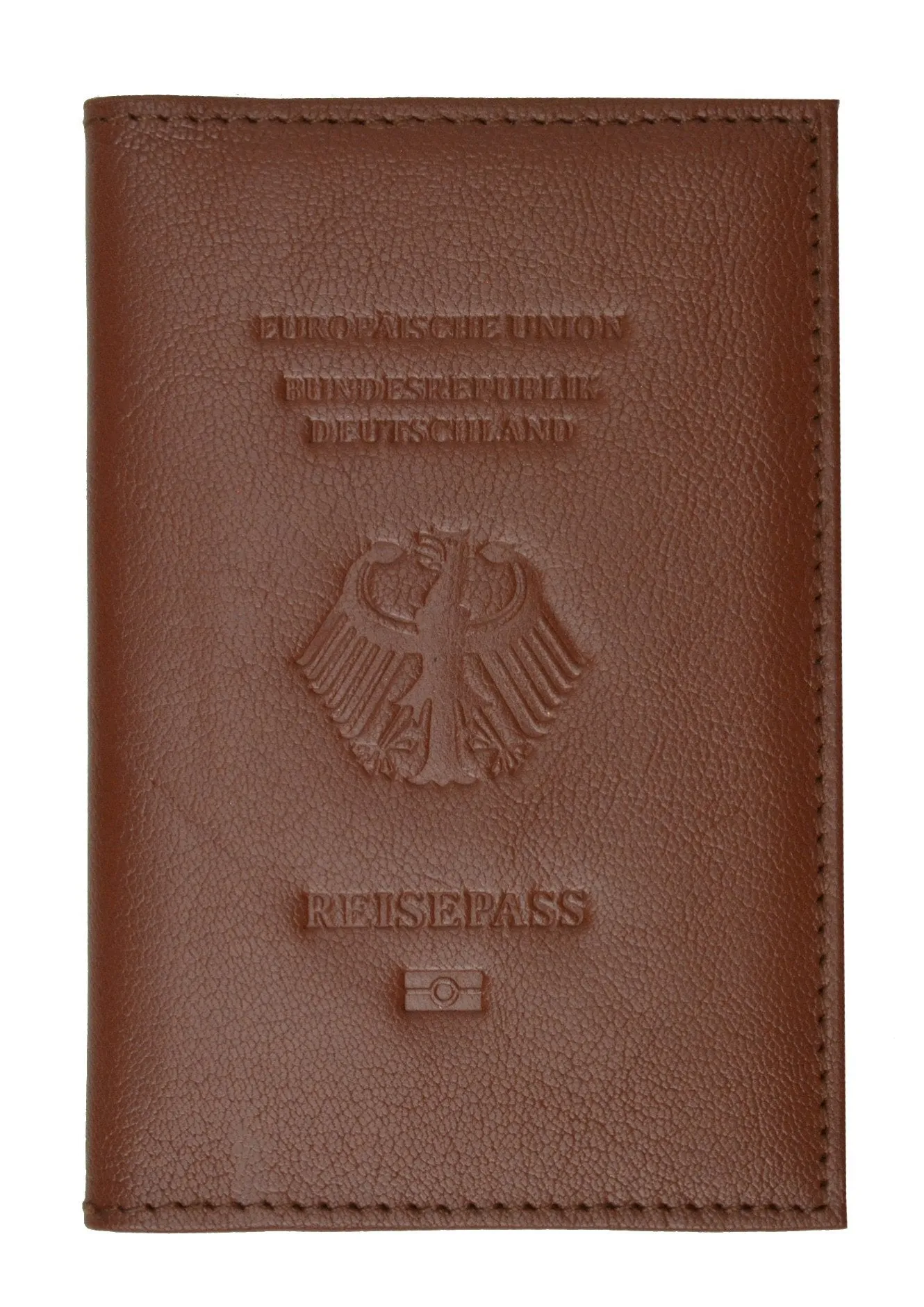 Genuine Leather Passport Wallet, Cover, Holder with German Emblem Embossed for International Travel 151 BLIND Germany