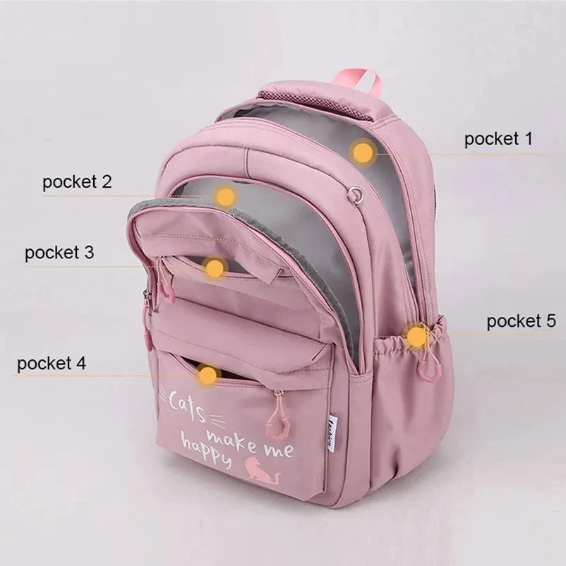 Girl School Bag Backpack Back Pack For Teenager Children Pink Schoolbag Primary High School Bagpack Class Teens Child Kids