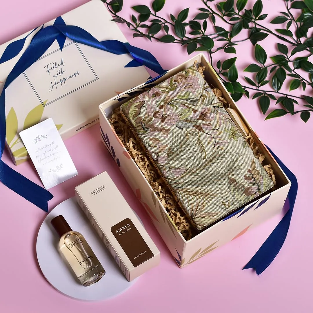 Gleevers Chic & Fragrant Gift for Women | Gift Box pack of 2 with Mystere Perfume(30 ml) & Stylish Tapestry Sling Bag |Birthday Gift, Anniversary Gift, Valentine Gift, Secret Santa Gifts