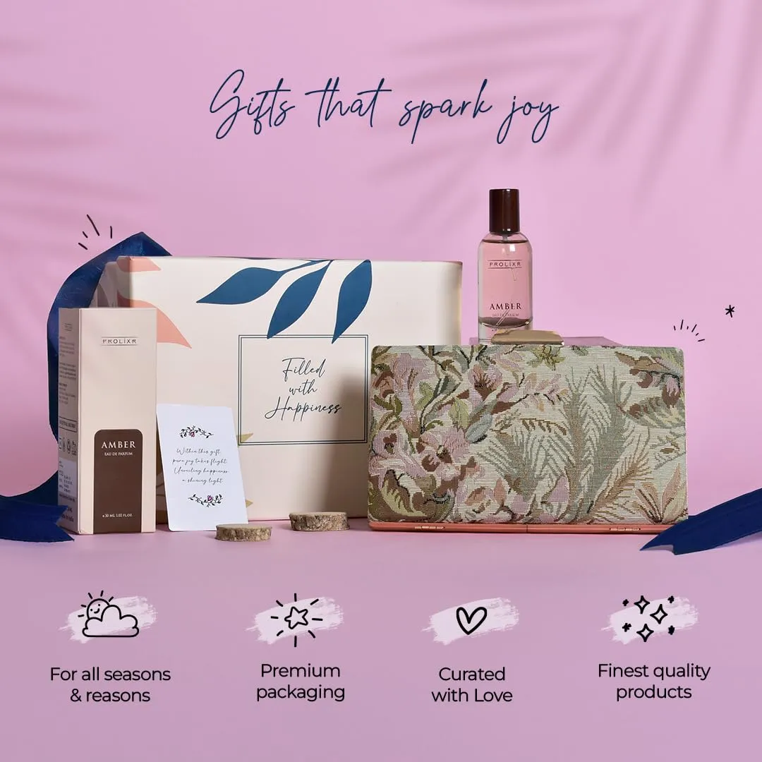 Gleevers Chic & Fragrant Gift for Women | Gift Box pack of 2 with Mystere Perfume(30 ml) & Stylish Tapestry Sling Bag |Birthday Gift, Anniversary Gift, Valentine Gift, Secret Santa Gifts