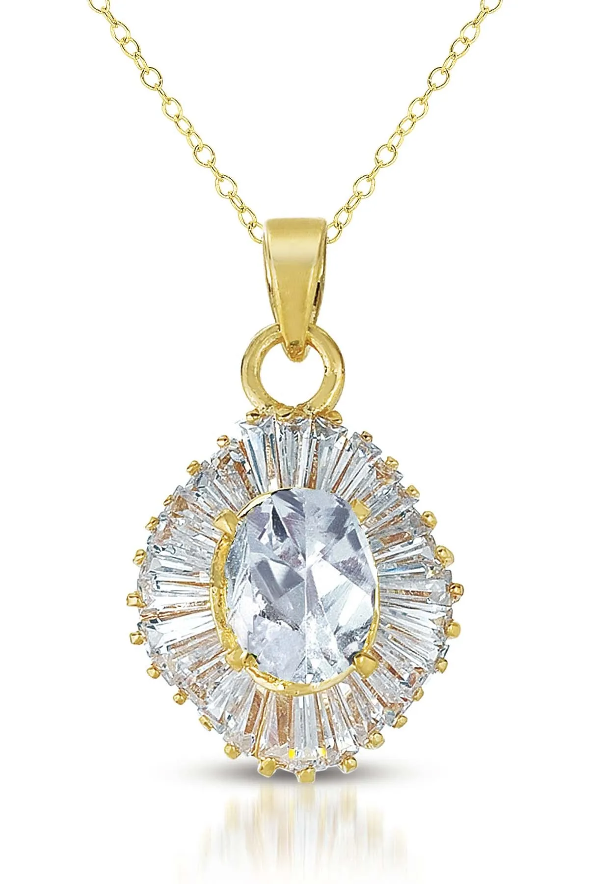 Gold Overlay Purple Zirconia Circle Solitaire Necklace