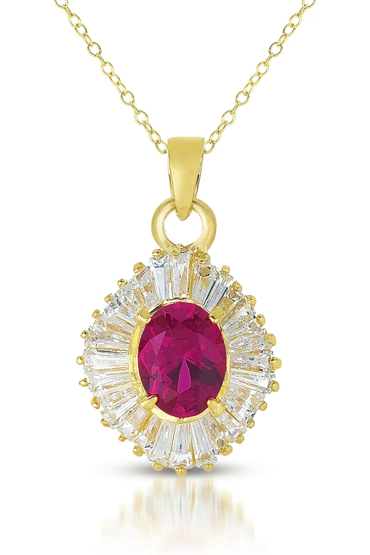 Gold Overlay Purple Zirconia Circle Solitaire Necklace