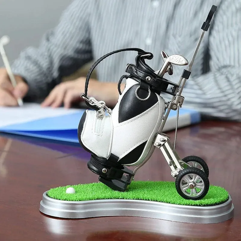 Golf enthusiast memorabilia and desk decor