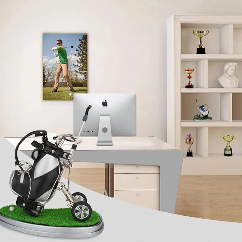 Golf enthusiast memorabilia and desk decor