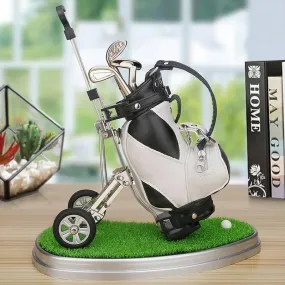 Golf enthusiast memorabilia and desk decor