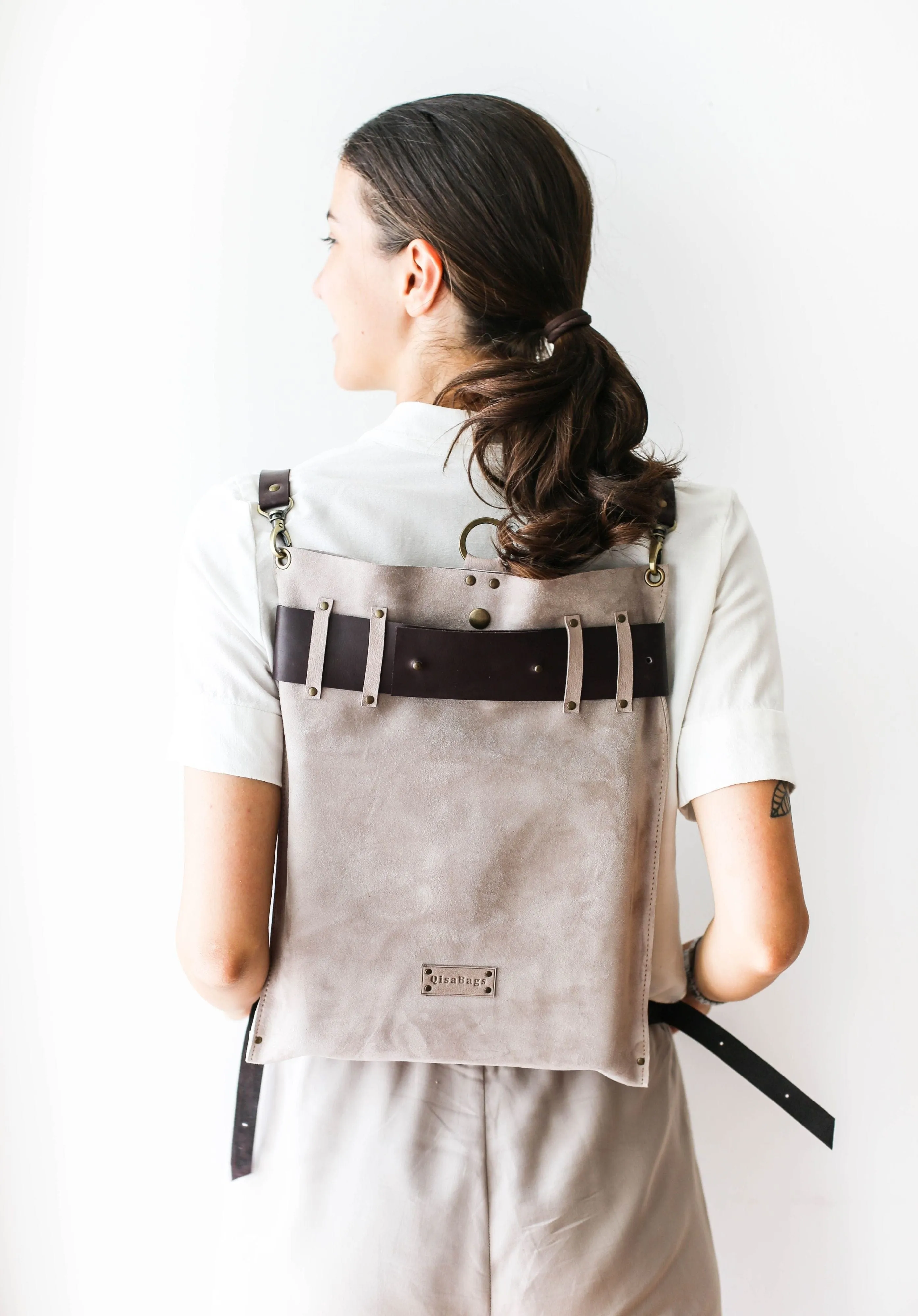 Gray Designer Backpack Purse (dual color)