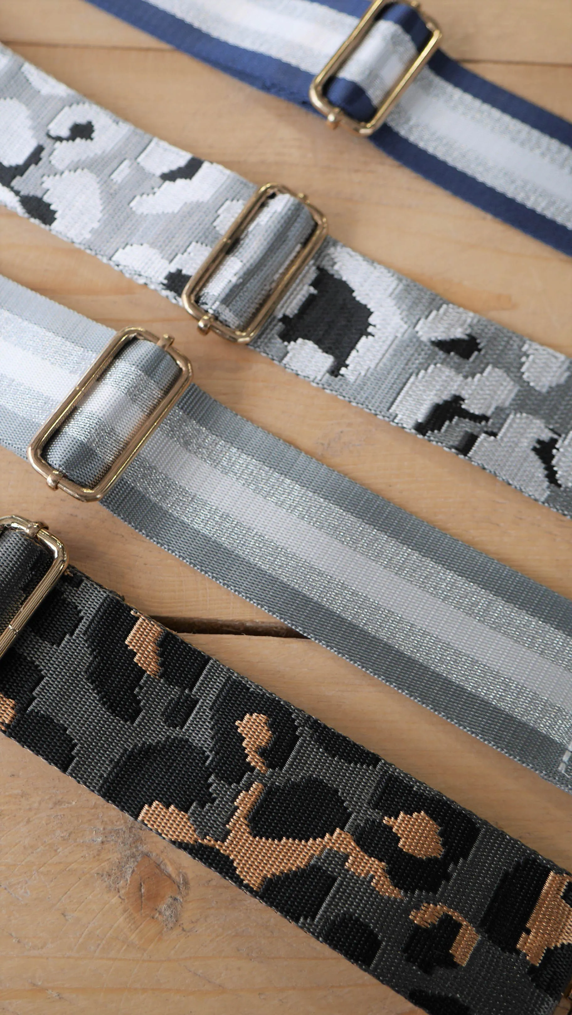 Grey and Silver Stripe Bag Strap