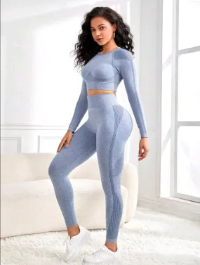 Gym Bunny Blue Lola Long Sleeve Gym Set