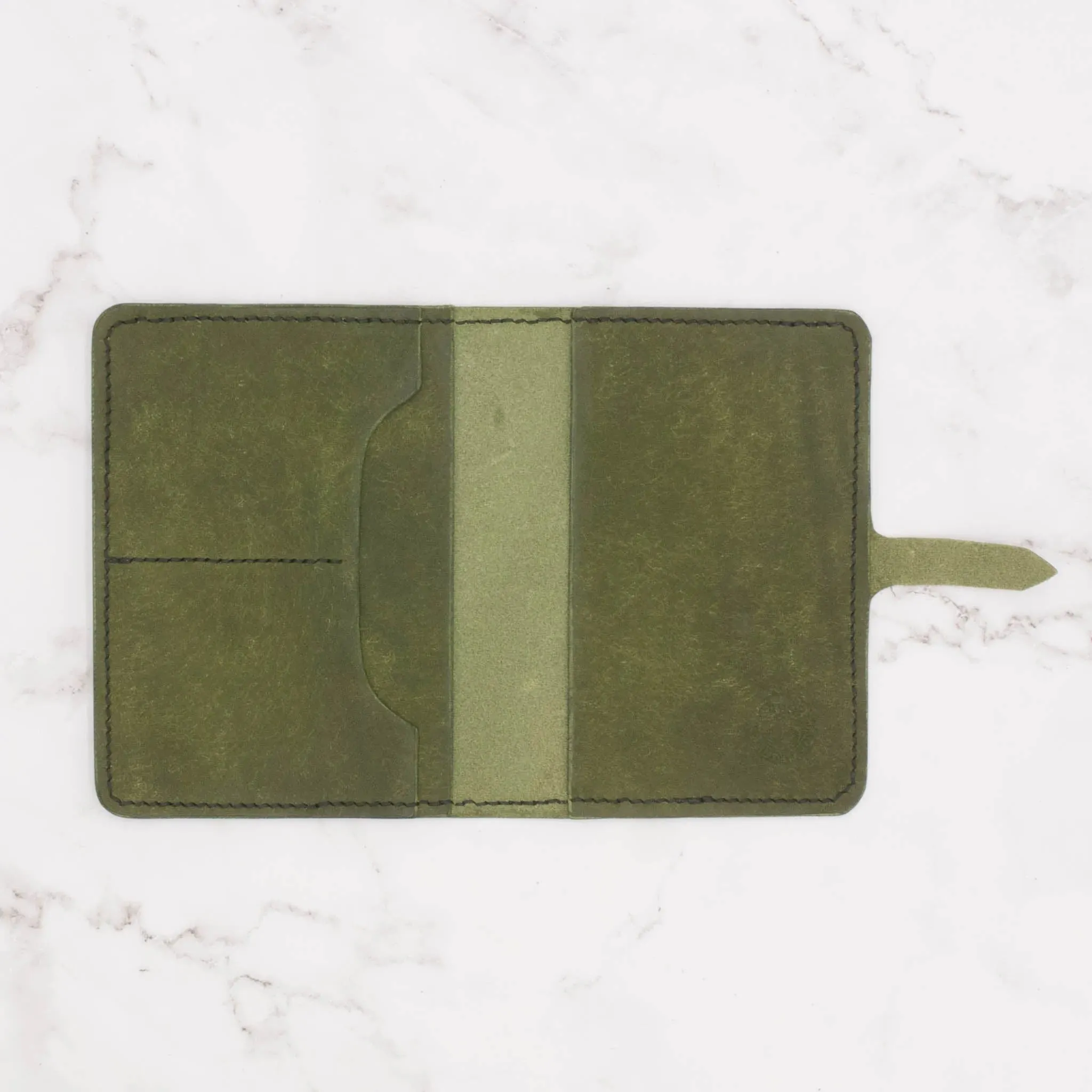 Handcrafted Leather Passport Cover  - Olive Green