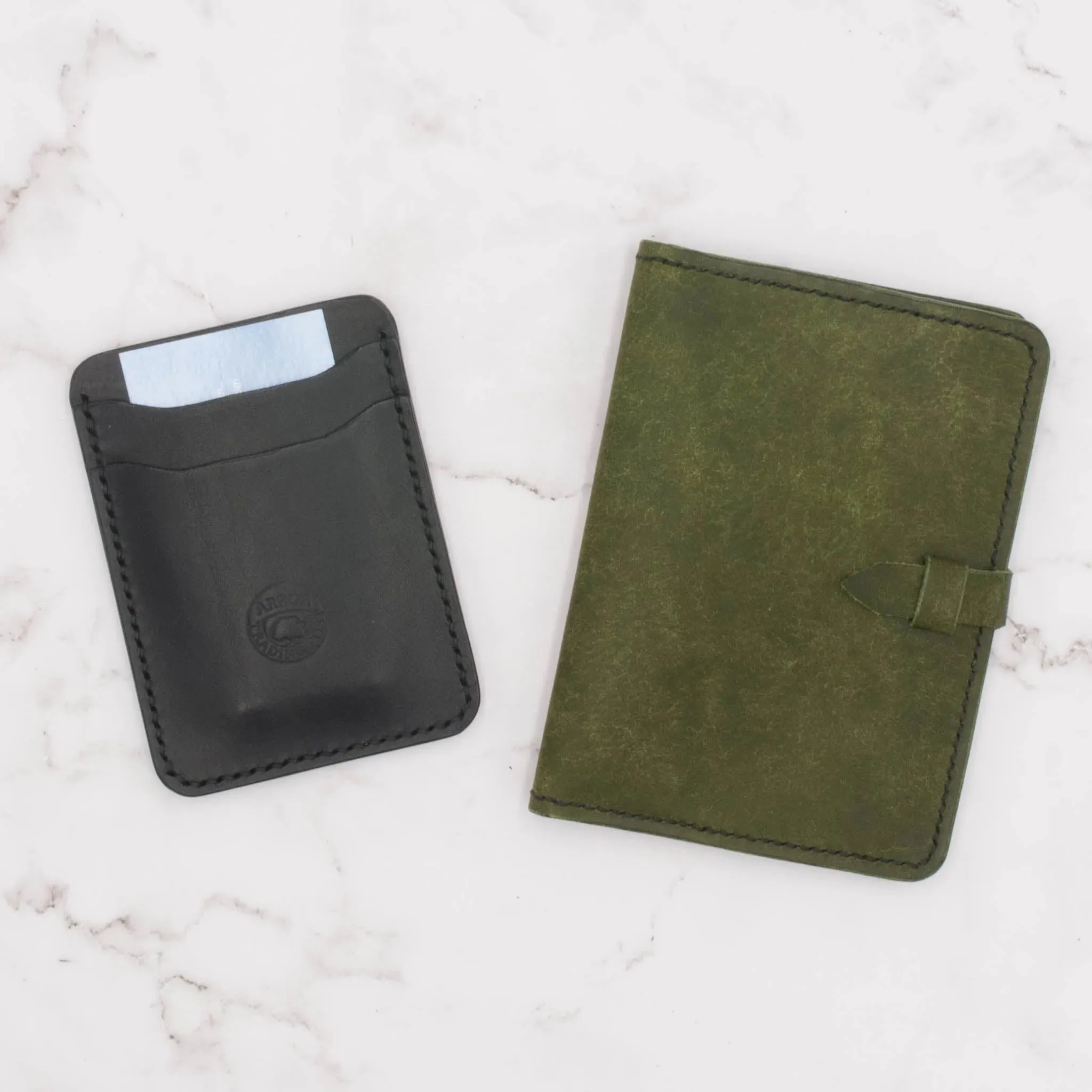 Handcrafted Leather Passport Cover  - Olive Green