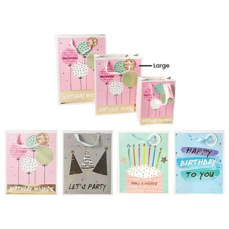 Happy Birthday Large Gift Bag - 26cm x 32cm x 12cm