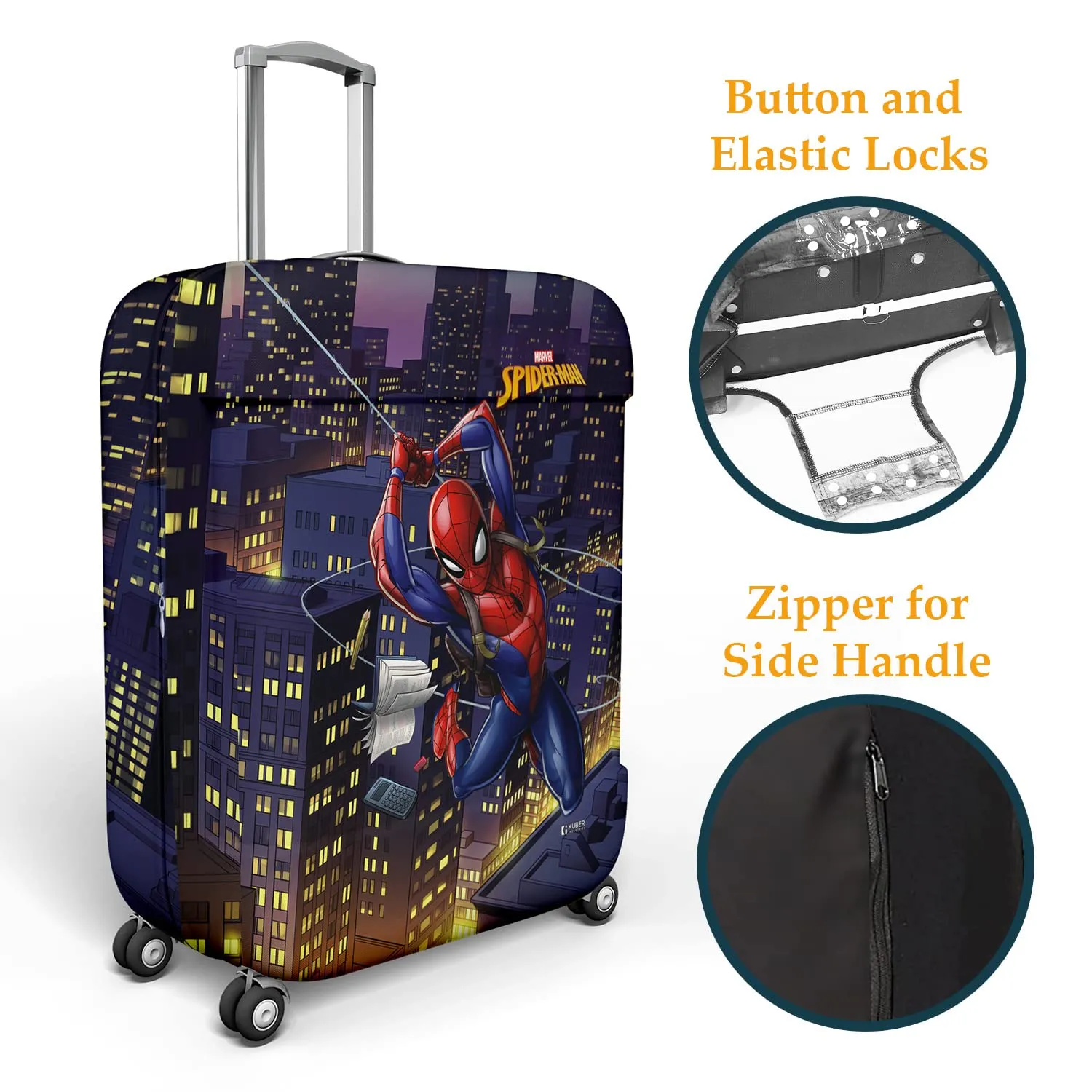 Heart Home Marvel Spiderman Luggage Cover | Polyester Travel Suitcase Cover | Washable | Stretchable Suitcase Cover | 18-22 Inch-Small | 26-30 Inch-Large | Pack of 2 | Multicolor