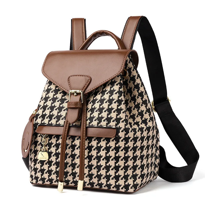 Houndstooth Backpack Women High Capacity Travel Bags Girls