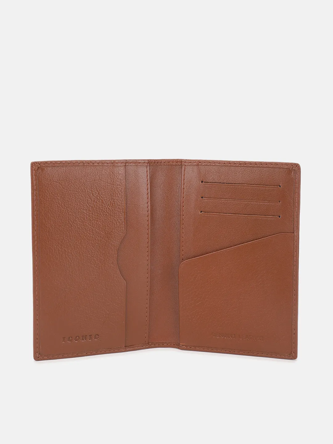 Iconic Men Brown Solid Passport Holder