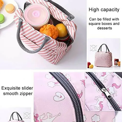 Insulated Lunch Bag with Handle for Travel / office (Random color, Single piece)