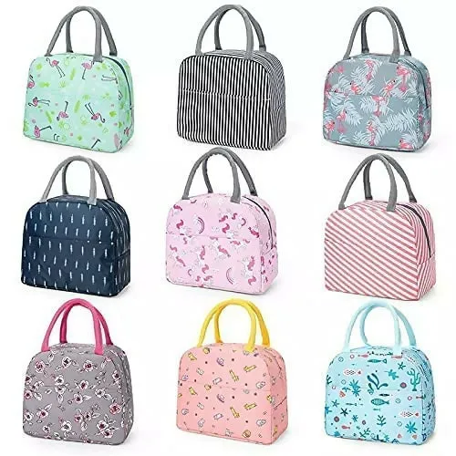 Insulated Lunch Bag with Handle for Travel / office (Random color, Single piece)