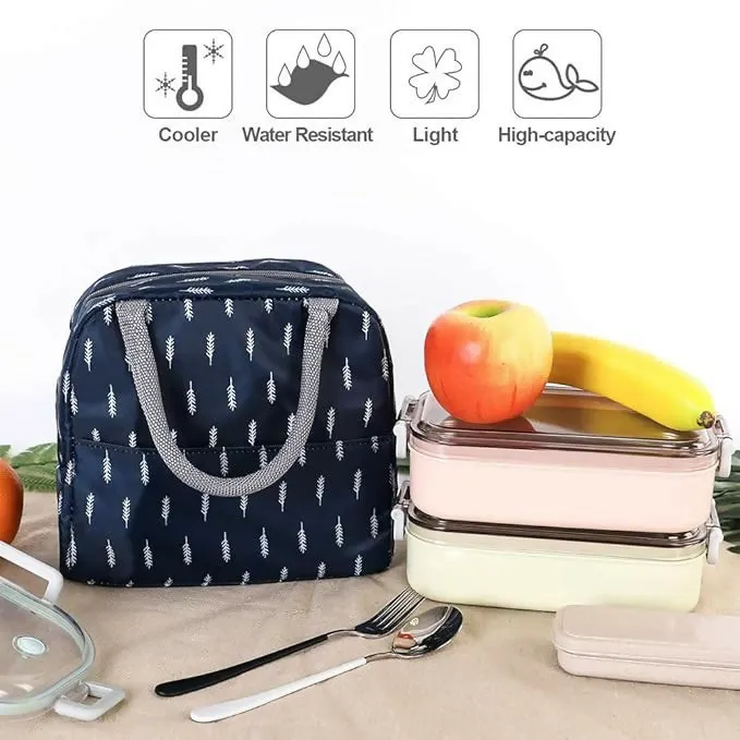 Insulated Lunch Bag with Handle for Travel / office (Random color, Single piece)