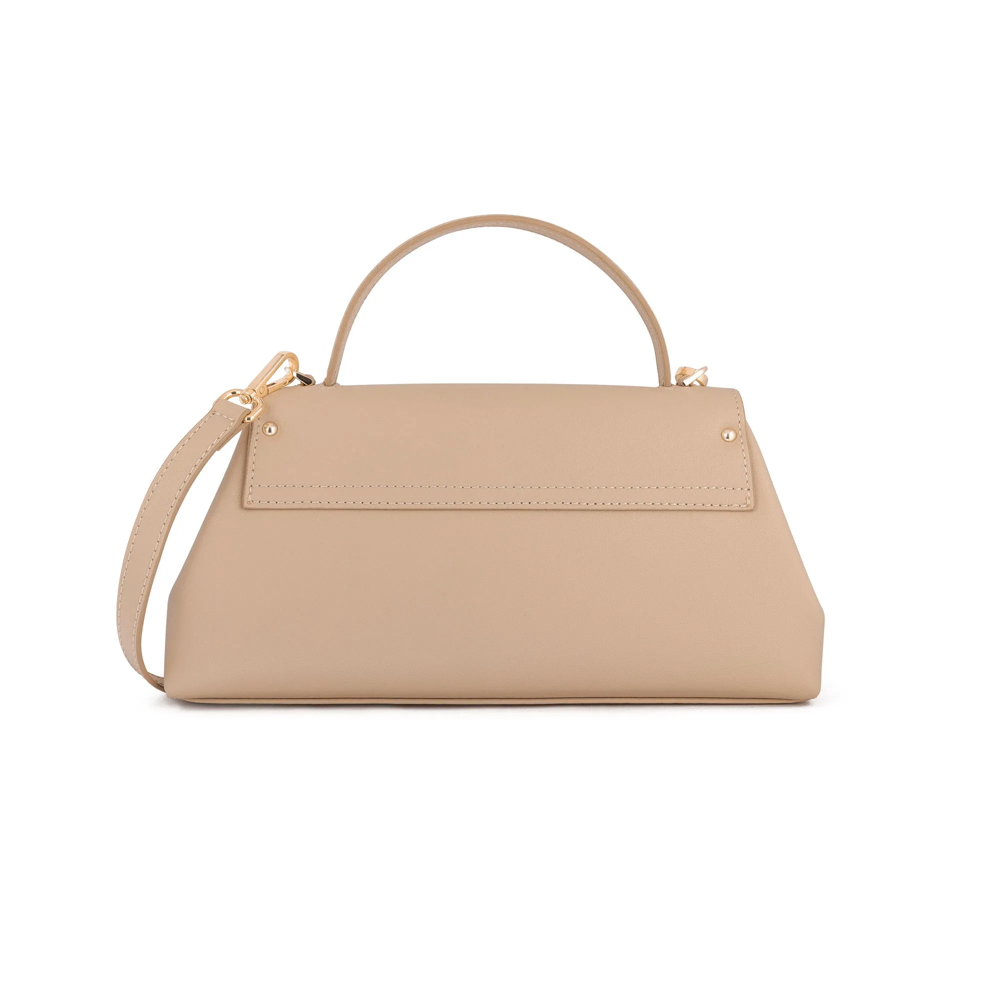 Italian Premium Leather Trapeze Bag Beige