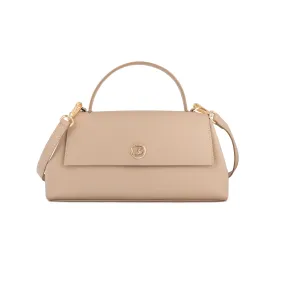 Italian Premium Leather Trapeze Bag Beige