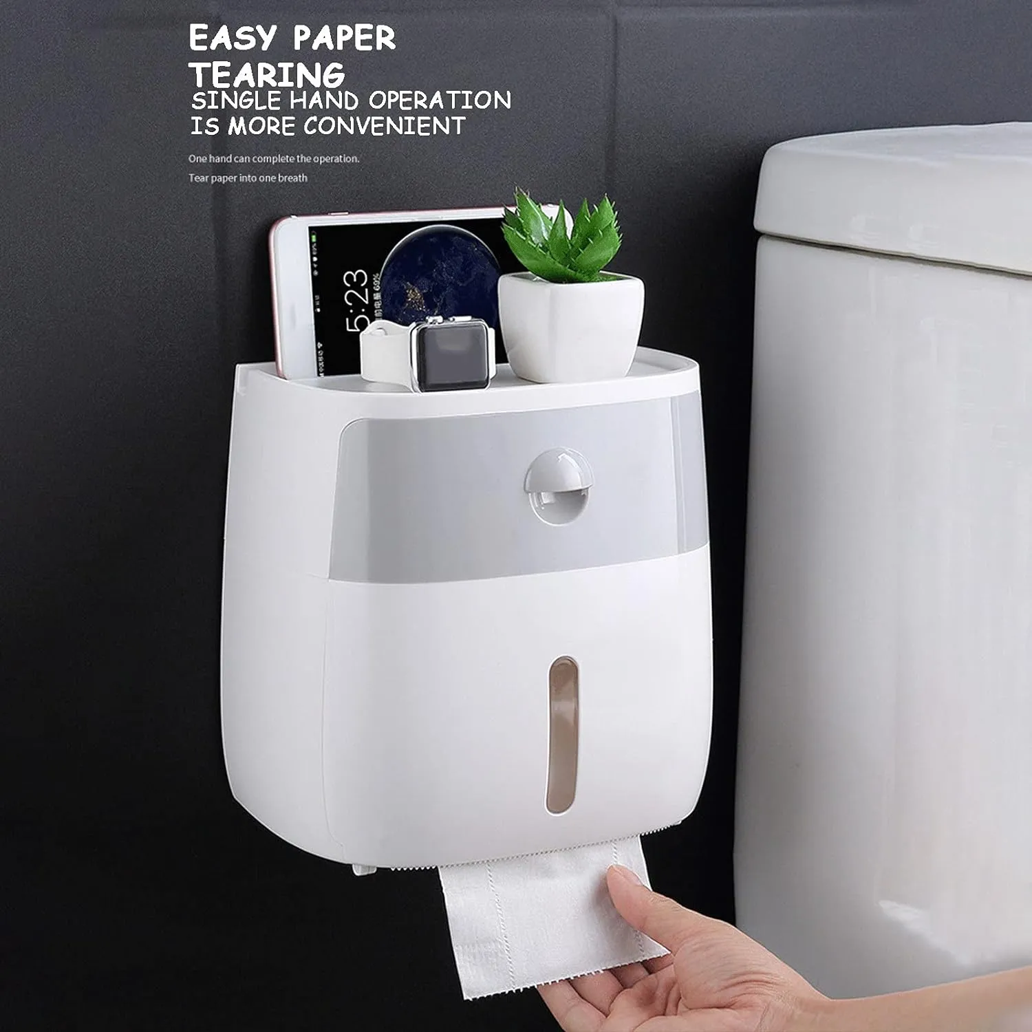 ITEM# 0002   Toilet Paper Roll Holder with Storage Drawer Bathroom Tissue Box Wall Organizer Shower Facial Tissue Holder for Roll Toilet Paper (Watch Video)