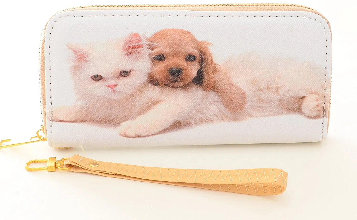 Kittens Puppies! Colorful Cute Bi-Fold Vegan Leather Wallet