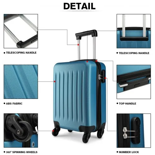 Kono 19 Inch Navy ABS Hard Shell Carry-On Luggage - 4 Wheel Spinner Suitcase