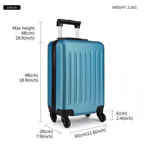 Kono 19 Inch Navy ABS Hard Shell Carry-On Luggage - 4 Wheel Spinner Suitcase