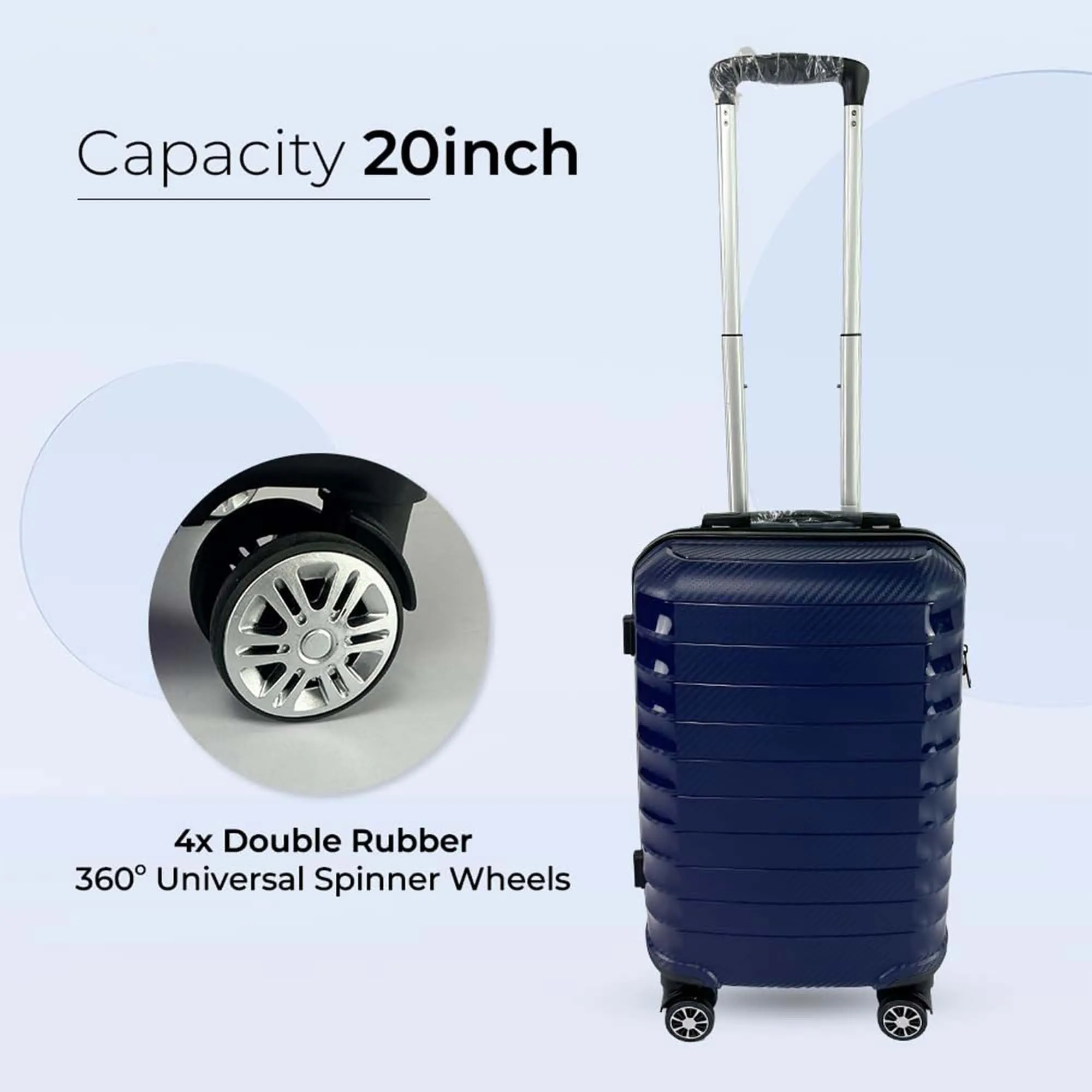 Kuber Industries 20inch Strong & Lightweight Cabin Trolley Bags with 360 Degree Rotating Wheels | Expandable Carry-On Cabin Luggage Suitcase | Bags for Travelling | PP103020DKBLE-Blue