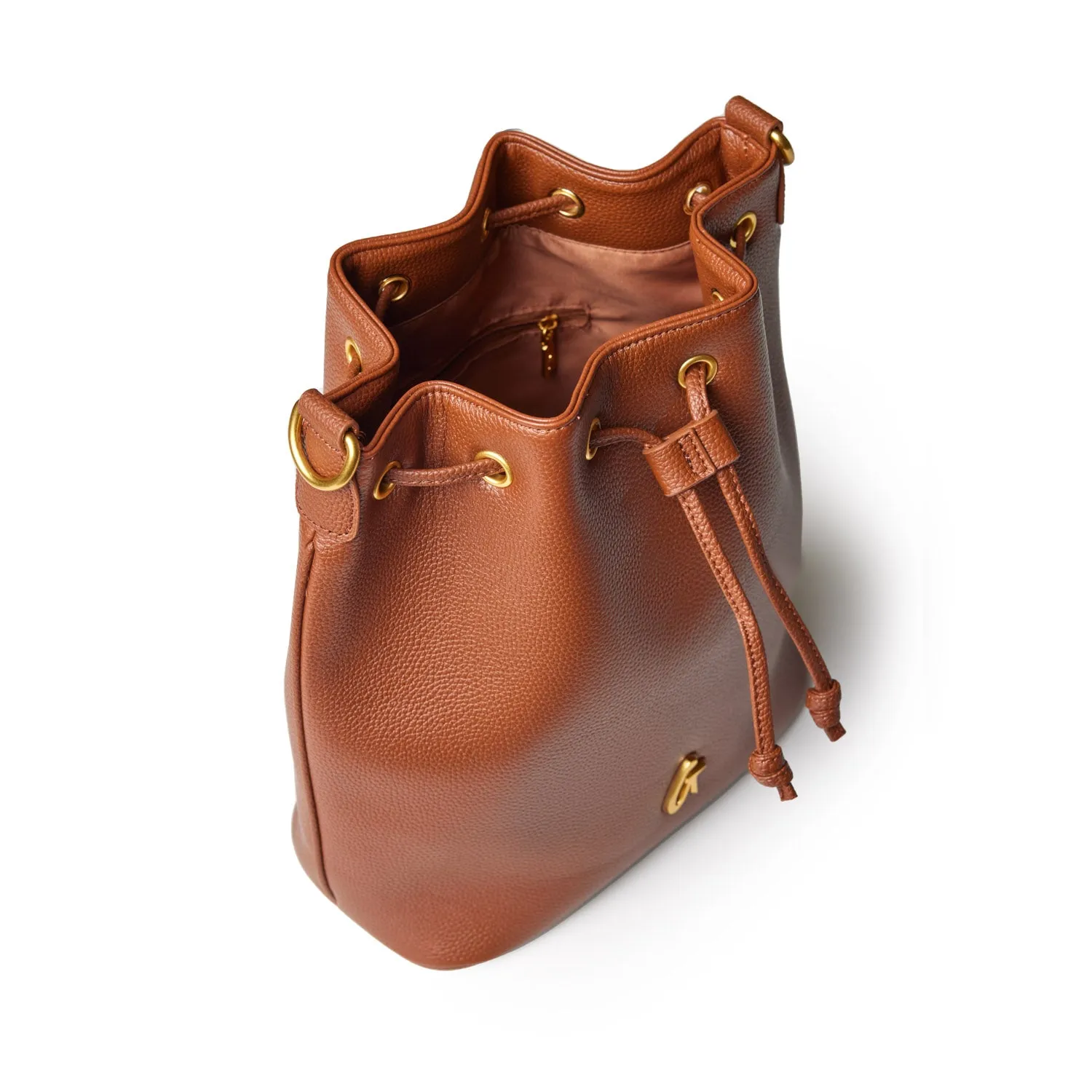 LARGE PEBBLE BUCKET BAG - BROWN