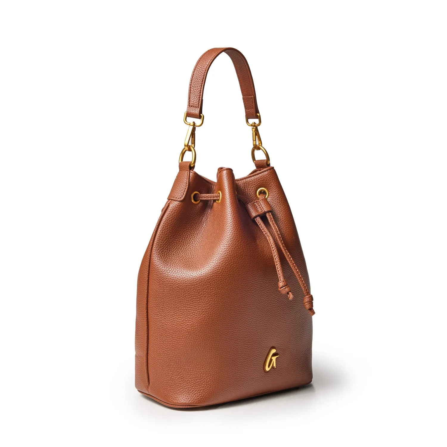 LARGE PEBBLE BUCKET BAG - BROWN