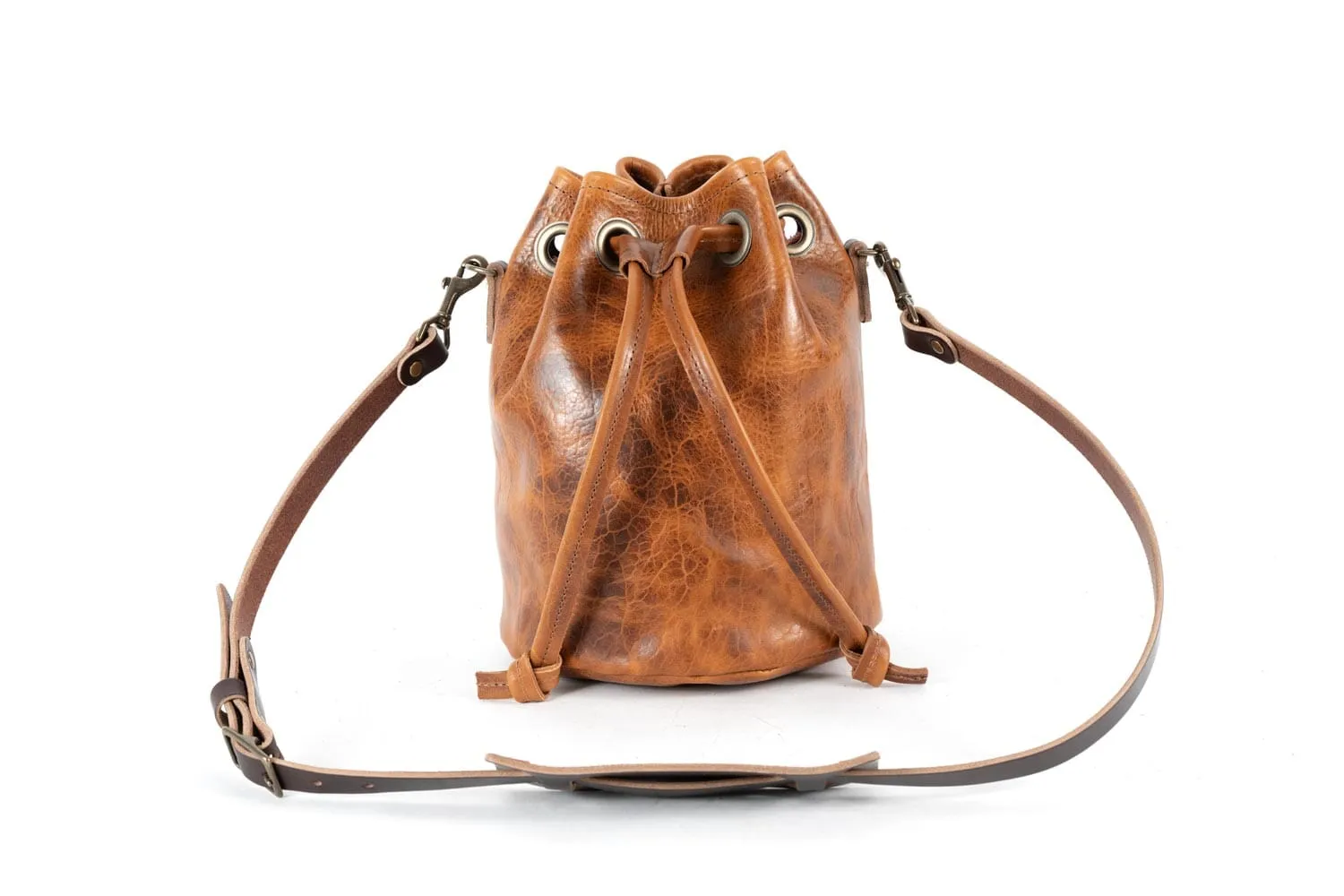 LEATHER BUCKET BAG - MEDIUM - HONEY