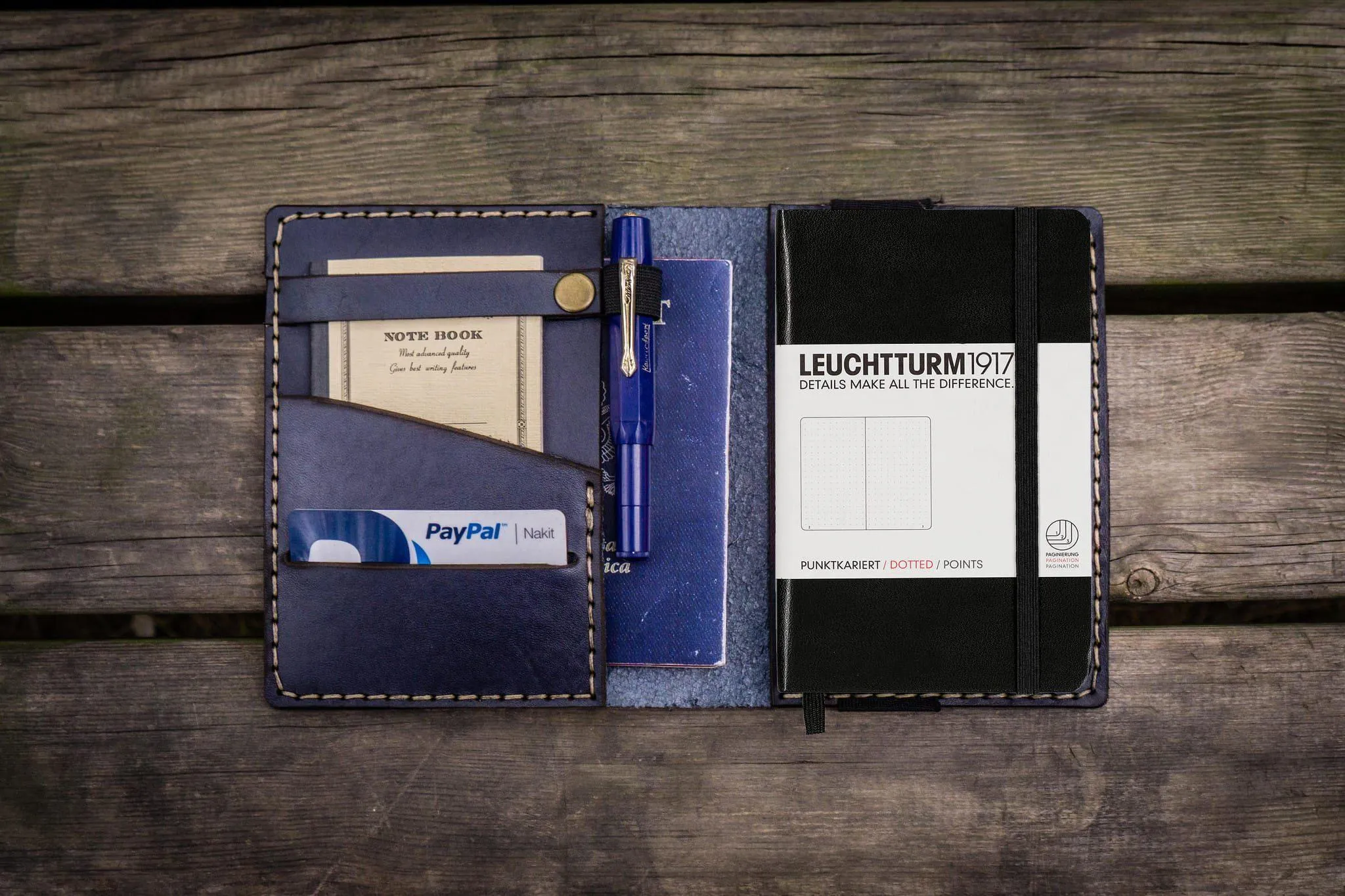 Leather Leuchtturm1917 A6 Notebook Cover - Navy Blue