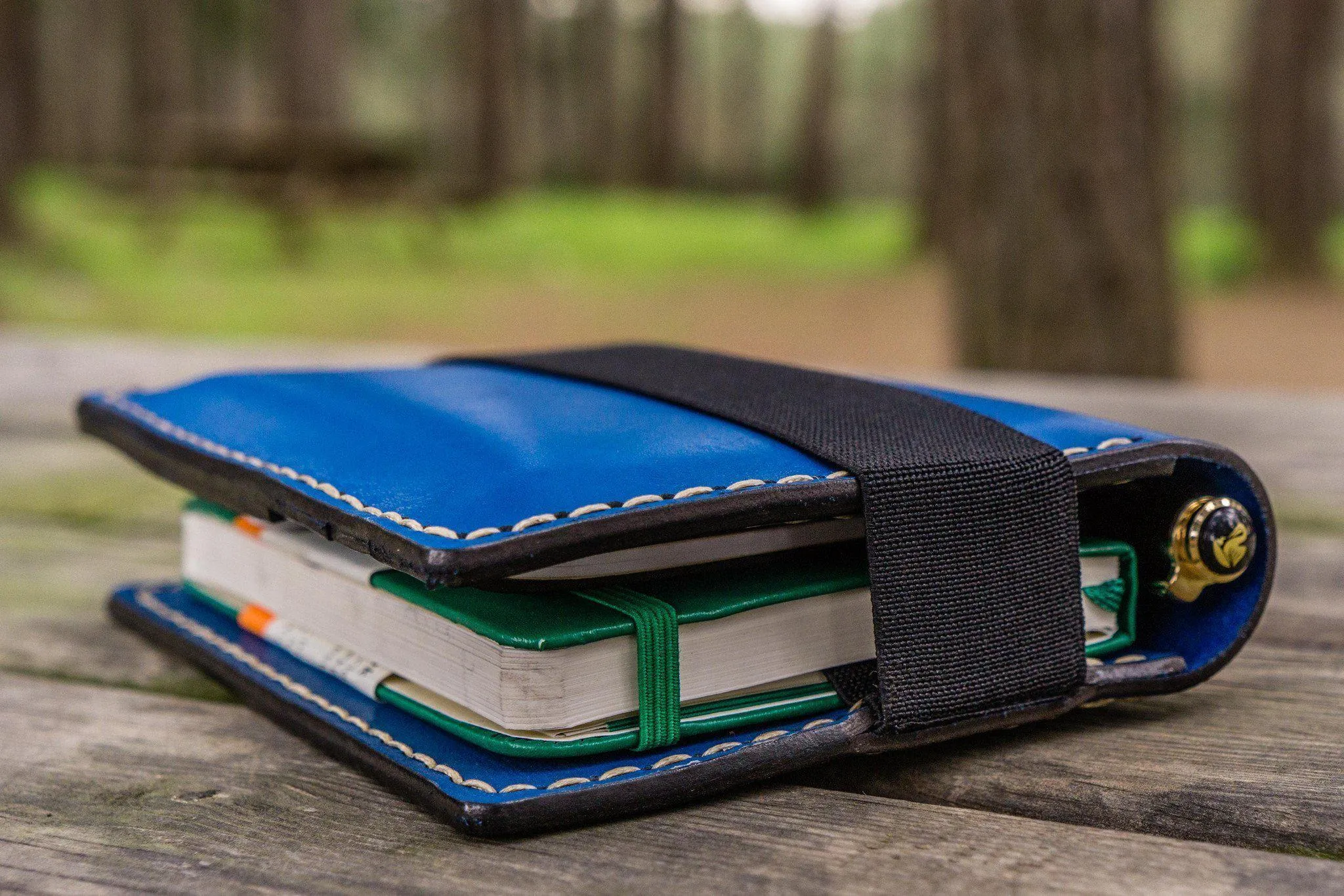 Leather Pocket Moleskine Journal Cover - Blue